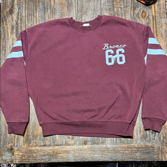Ford Tops - Ford Maroon Crewneck Sweatshirt with Light Blue 'Bronco 66'